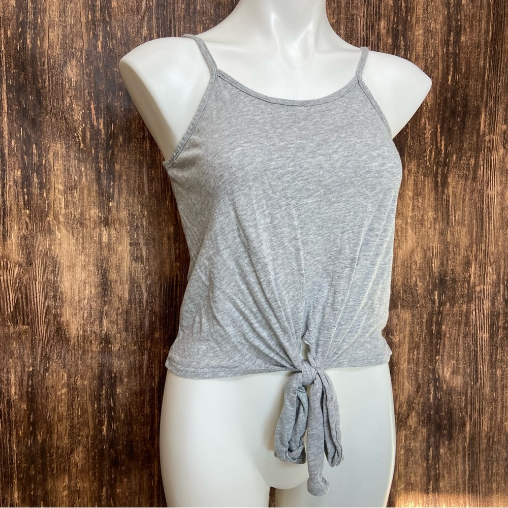 BOBI LOS ANGELES GRAY TIE FRONT CAMI TANK TOP